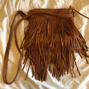 Leather fringe crossbody